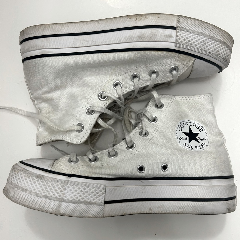Converse White Platform High Tops (US women’s size 8)
